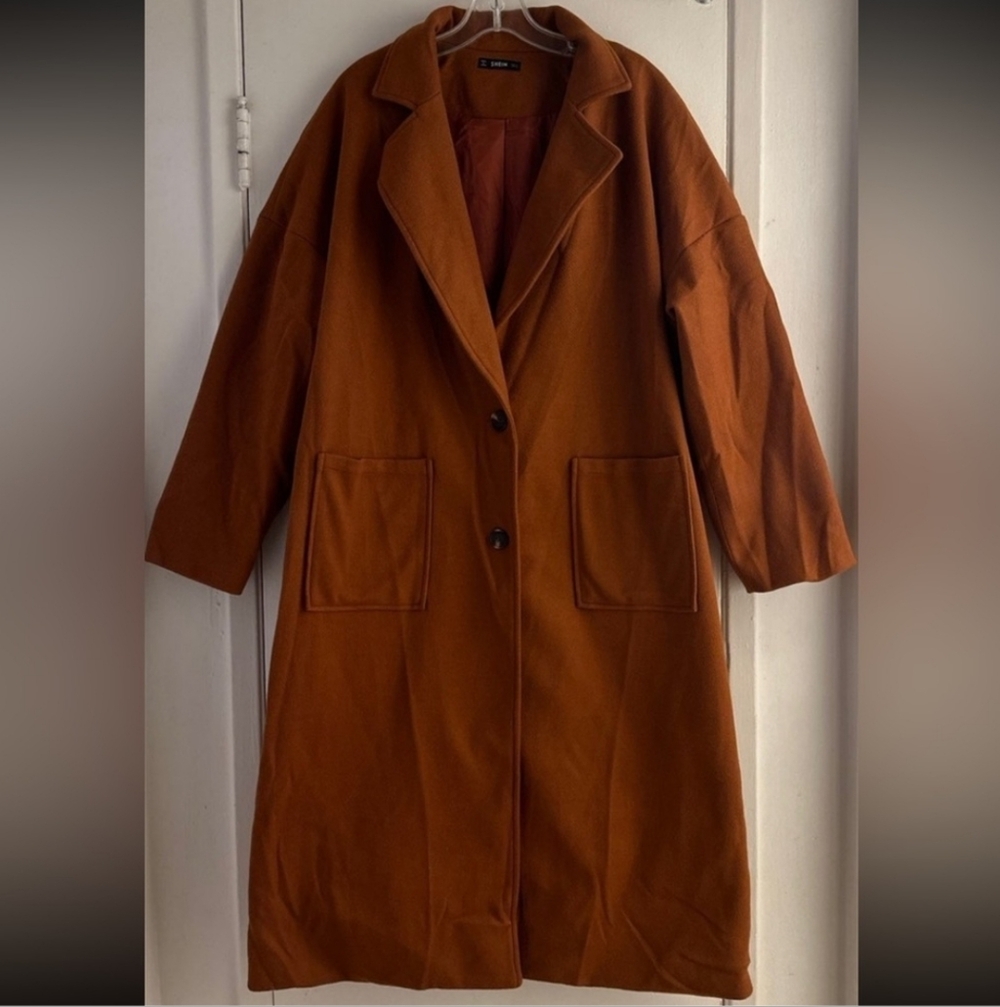 Women's Shein Elegant Rust Colored Pea Coat